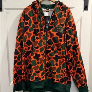 Orange and Green Camo Zip-Up Hoodie